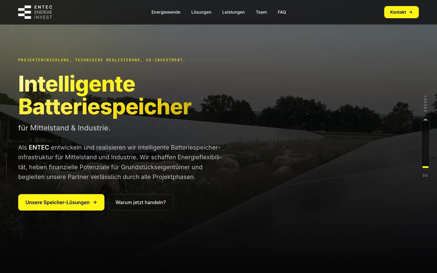 Screenshot der Website von ENTEC Energie Invest