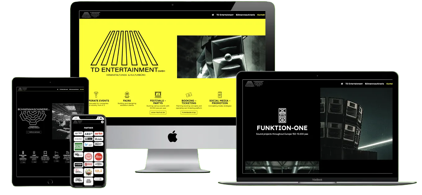 Screenshot der Website von TD Entertainment