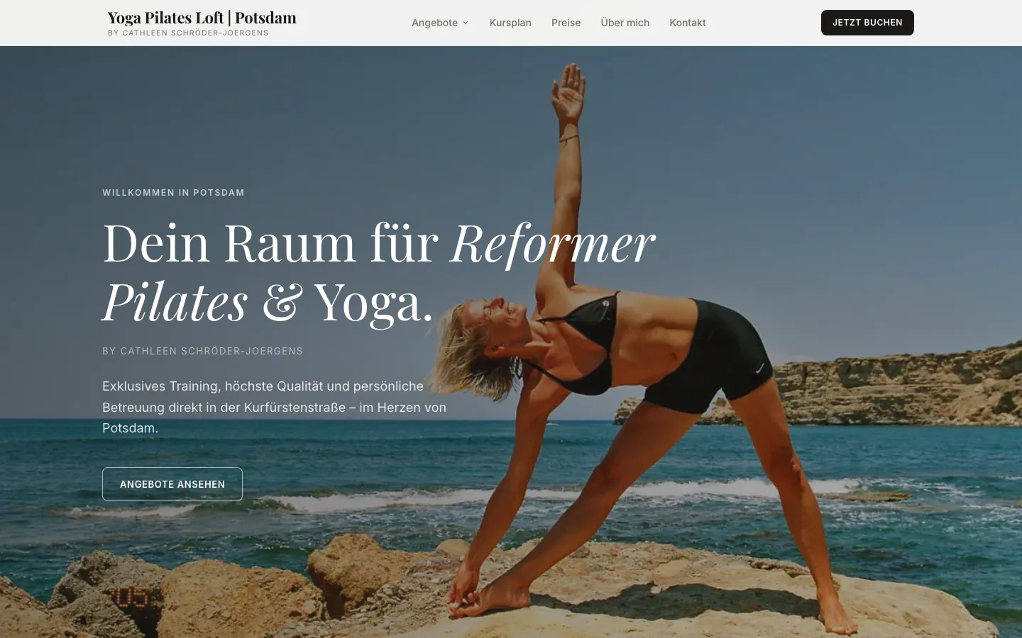 Screenshot der Website von Yoga Pilates Loft